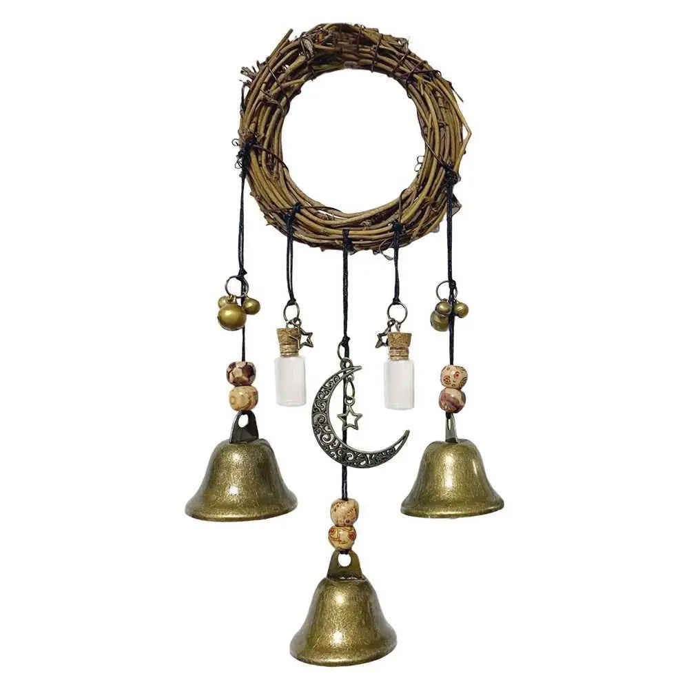 Witch Bells Wind Chimes Banish Evil Crystal Quartz Hanging Pendant Creative Wooden Garden Pendant Window Ornament Home Decor