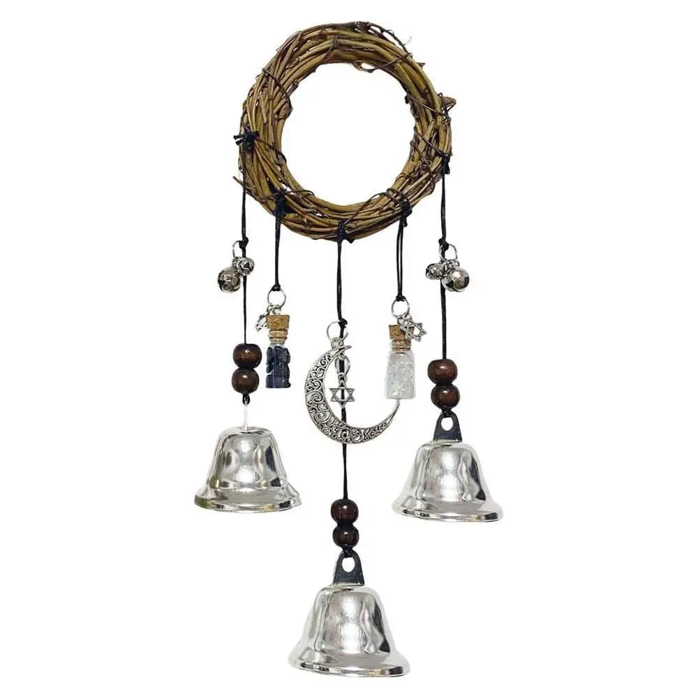Witch Bells Wind Chimes Banish Evil Crystal Quartz Hanging Pendant Creative Wooden Garden Pendant Window Ornament Home Decor