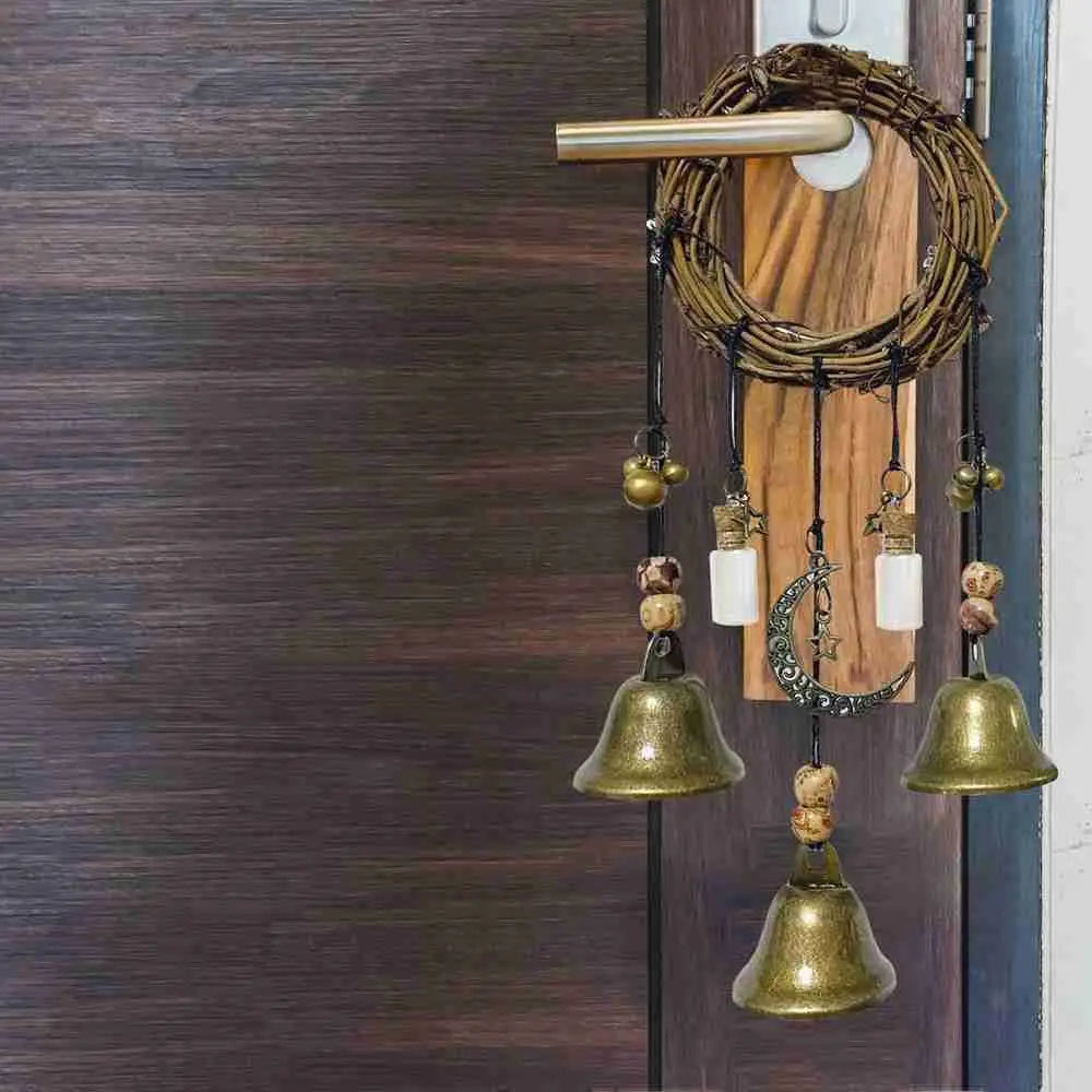 Witch Bells Wind Chimes Banish Evil Crystal Quartz Hanging Pendant Creative Wooden Garden Pendant Window Ornament Home Decor