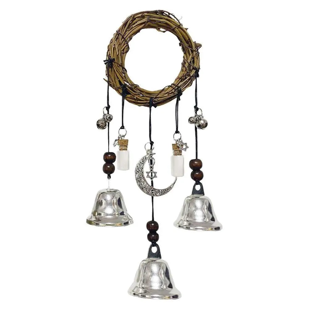 Witch Bells Wind Chimes Banish Evil Crystal Quartz Hanging Pendant Creative Wooden Garden Pendant Window Ornament Home Decor