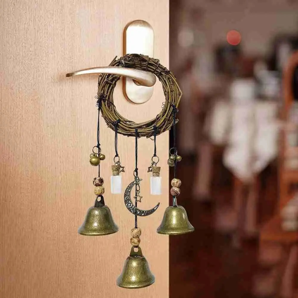 Witch Bells Wind Chimes Banish Evil Crystal Quartz Hanging Pendant Creative Wooden Garden Pendant Window Ornament Home Decor