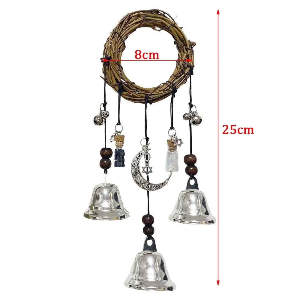 Witch Bells Wind Chimes Banish Evil Crystal Quartz Hanging Pendant Creative Wooden Garden Pendant Window Ornament Home Decor