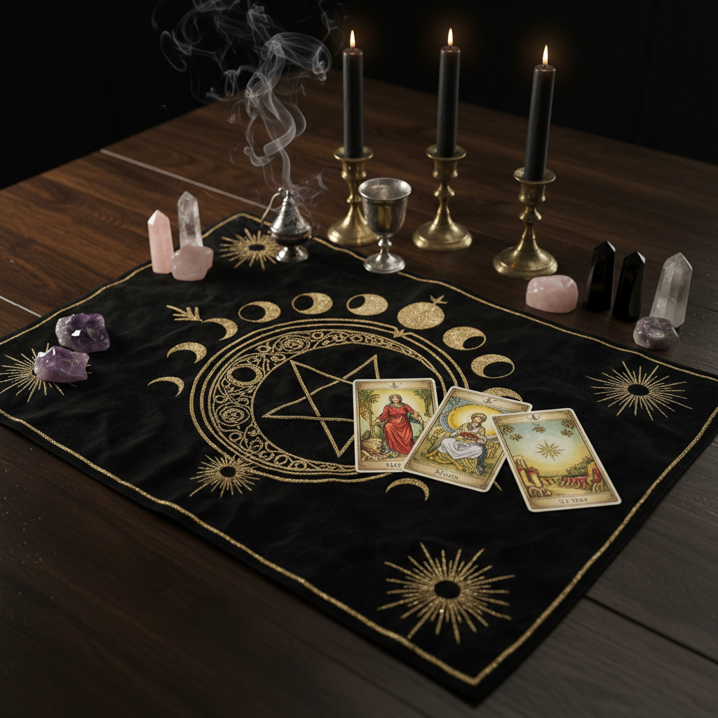 Tapis de Tirage Mystique — Autel divinatoire witchcore